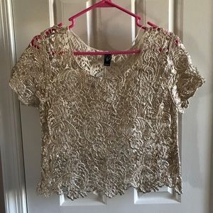 Gold Lace Crop Top